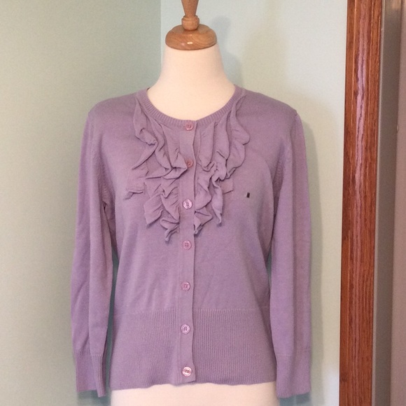 Van Heusen Sweaters - Van Heusen Lilac Button Sweater Cardigan Ruffles